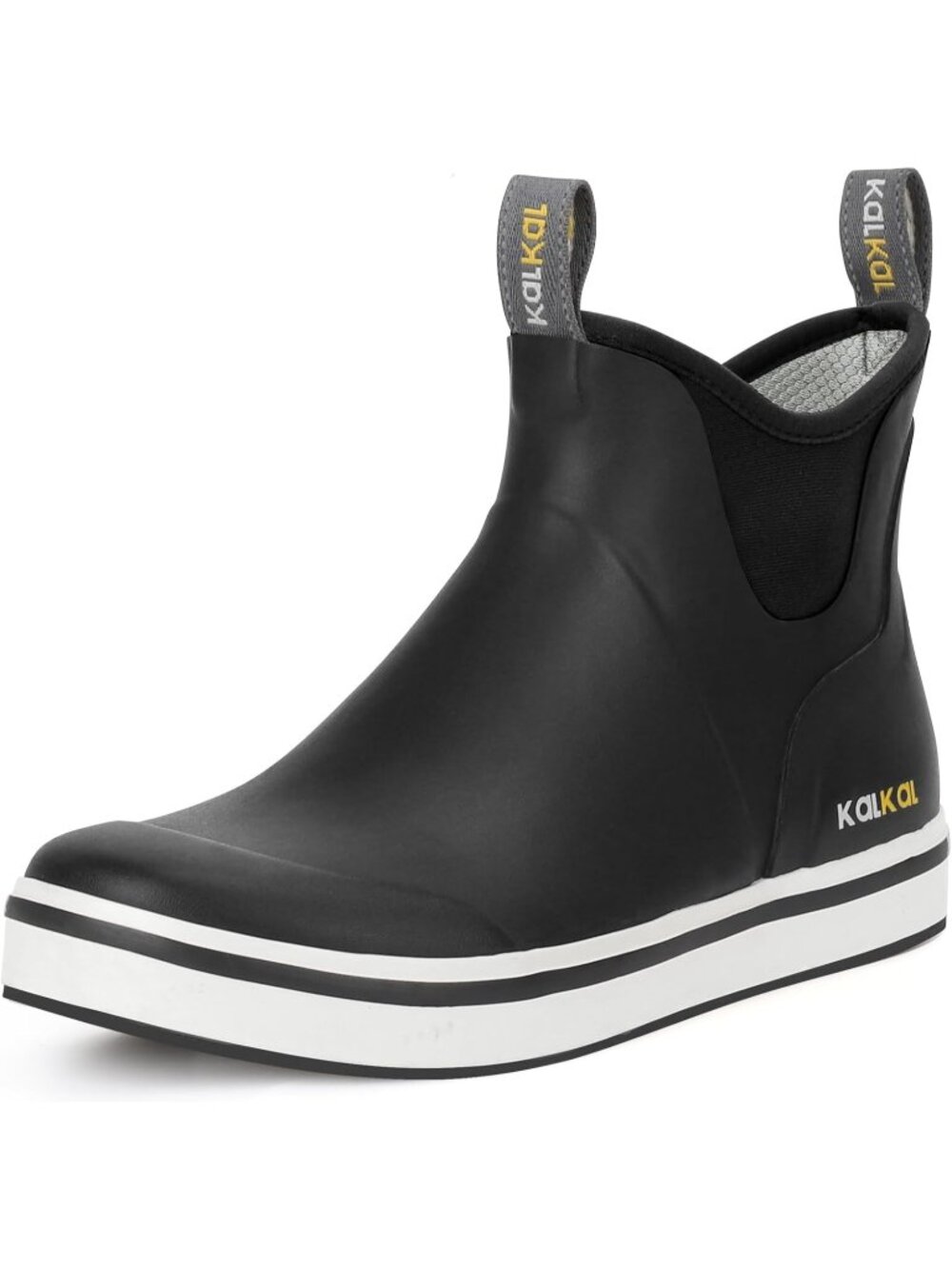 🆕Men's Dark Black Deck Boots Anti-Slip Saltwater Fishing Rain Boots Waterproof